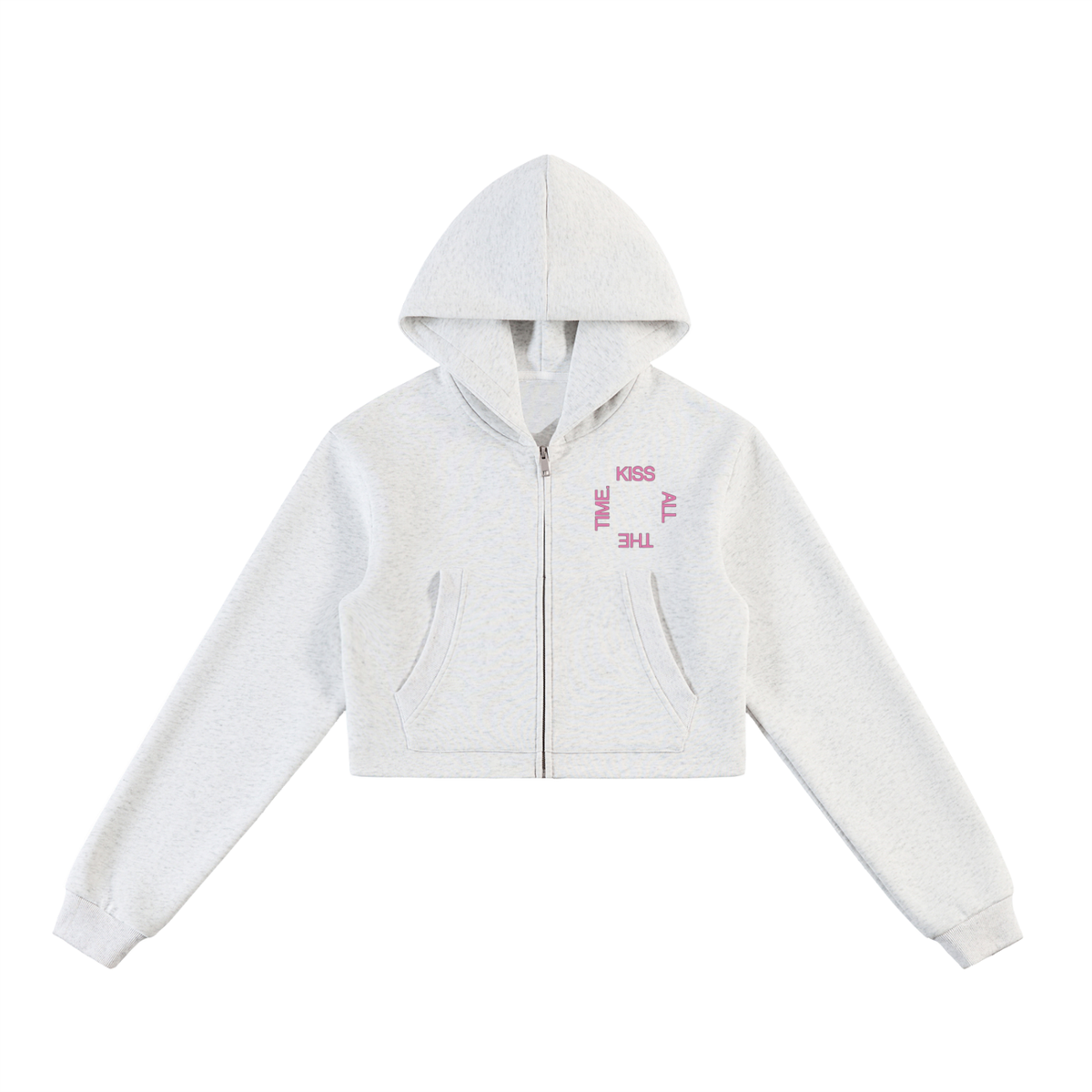 Kiss all the time, Disco occasionally | Cropped Zip-Up Hoodie