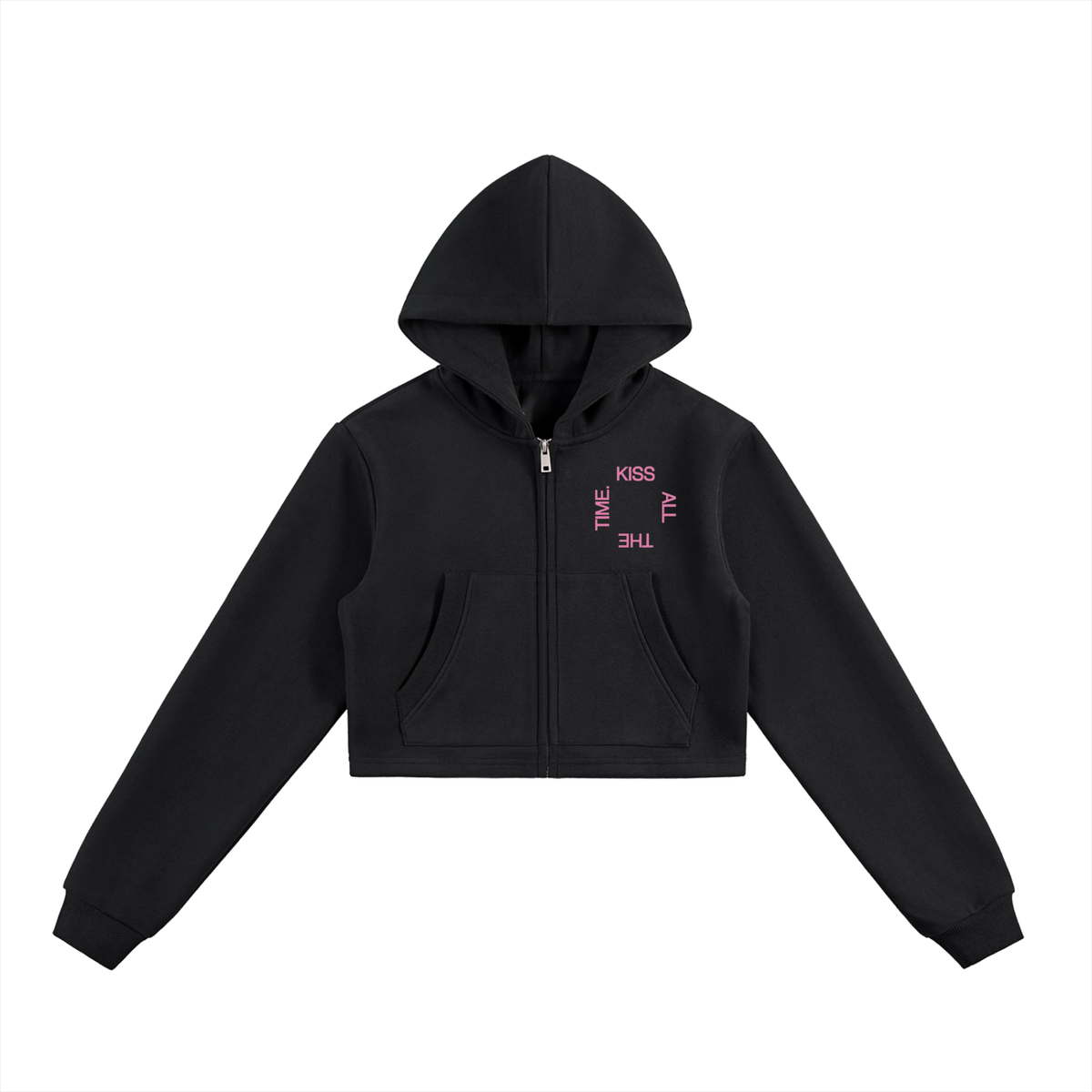 Kiss all the time, Disco occasionally | Cropped Zip-Up Hoodie