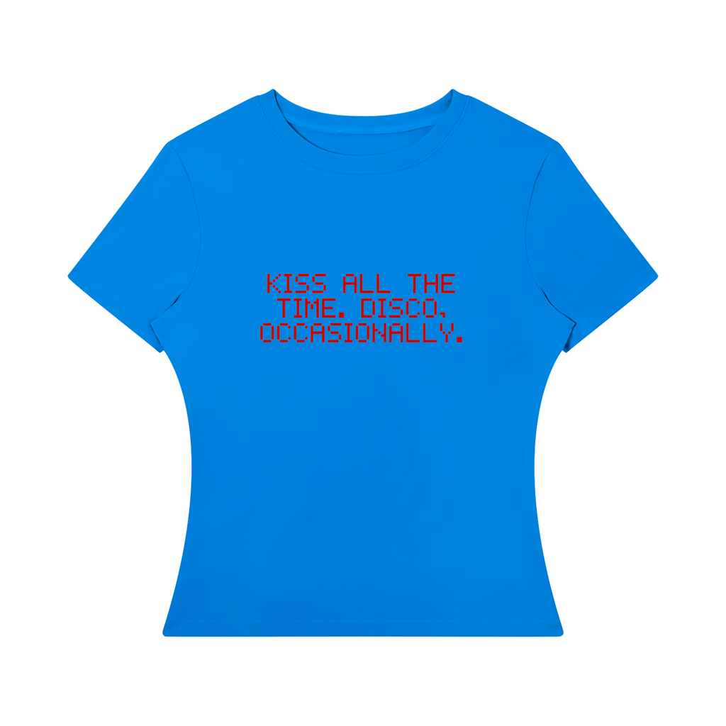*VIRAL* KISS ALL THE TIME, DISCO OCCASIONALLY blue slim fit tee