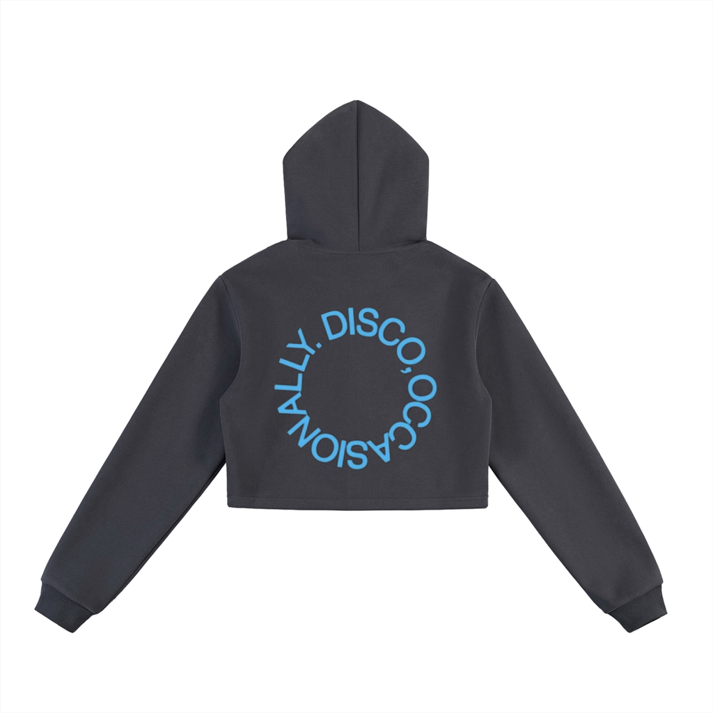 Kiss all the time, Disco occasionally | Cropped Zip-Up Hoodie