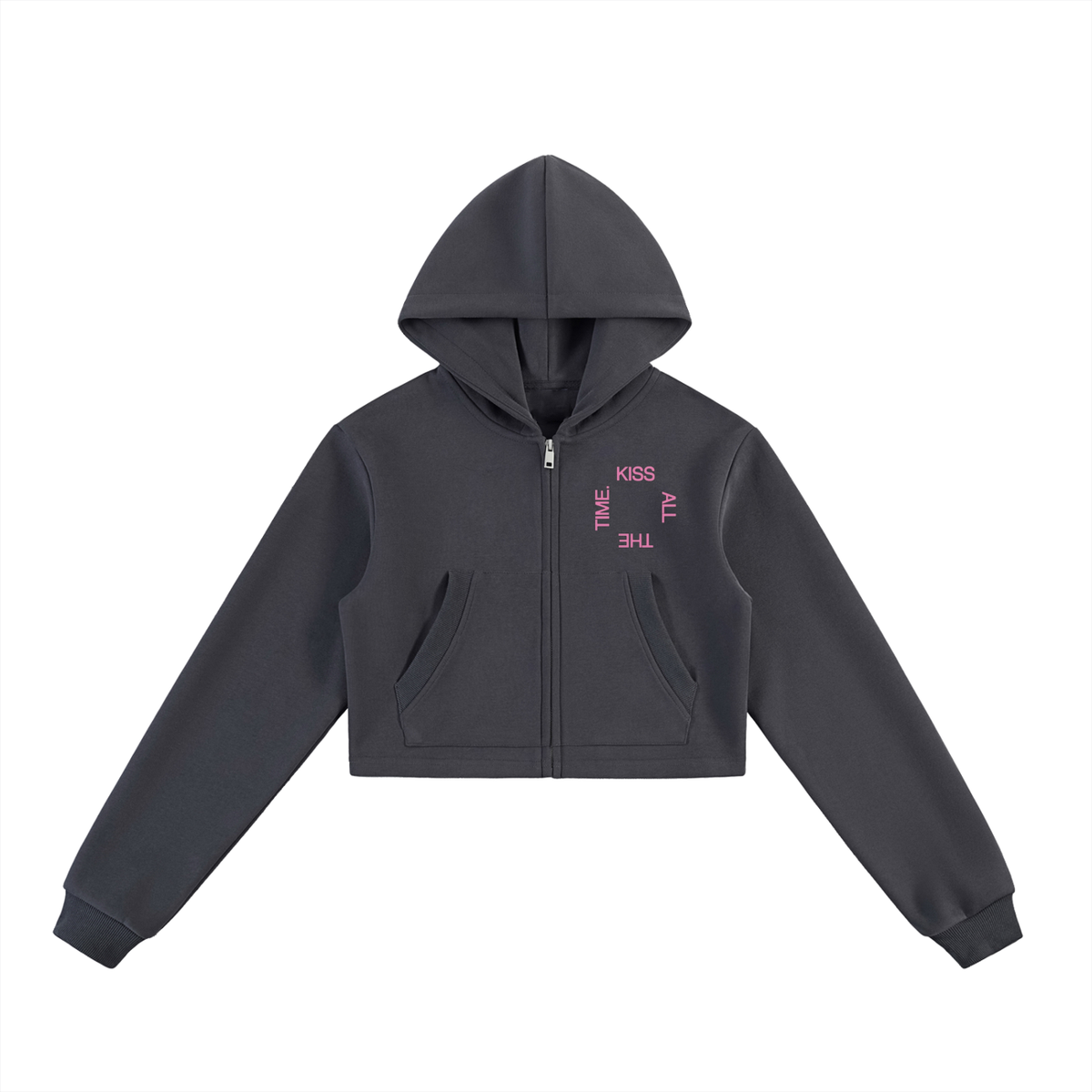 Kiss all the time, Disco occasionally | Cropped Zip-Up Hoodie